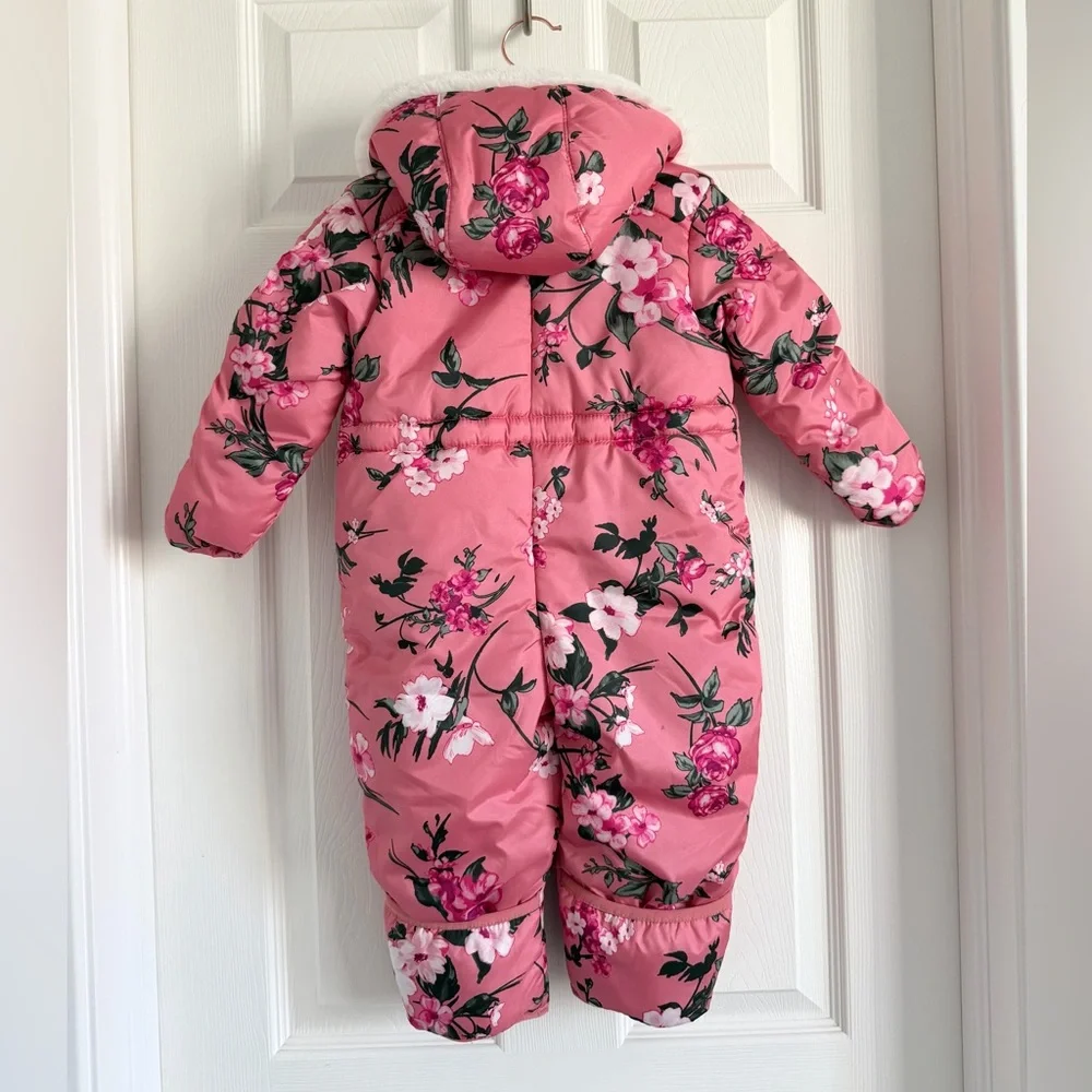 The Children’s Place Pink Floral Baby Bunting Snow Suit | 9-12m | Nearly New